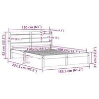 Bedframe met hoofdbord massief grenenhout 150x200 cm - thumbnail
