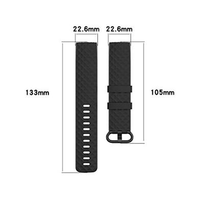 Fitbit Charge 3 & 4 siliconen diamant pattern bandje - Maat: Small - Grijs - thumbnail