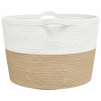 VidaXL Wasmand ø 60x36 cm katoen beige en wit