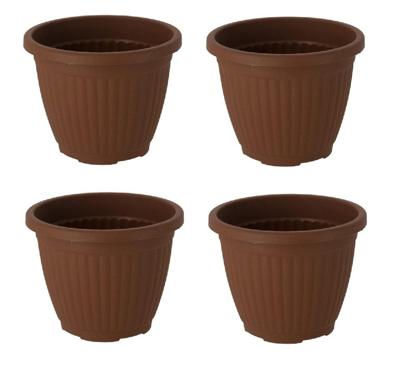 Bloempot Terra voor binnen & buiten - hoogwaardig kunststof - Ø 12.5 x H 10 cm - set 4 stuks