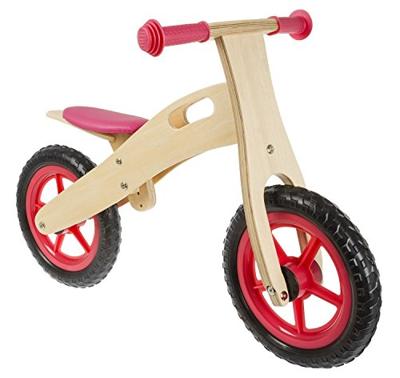 Msg Wooden loopfiets met greep hout 12 inch rood