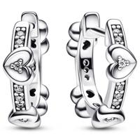 Pandora 292498C01 Oorringen Radiant Sparkling Hearts Hoop zilver-zirconia wit - thumbnail