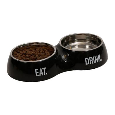 Dubbele Voerbak of Drinkbak Zwart