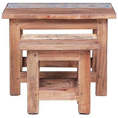 2-delige Tafeltjesset massief gerecycled hout