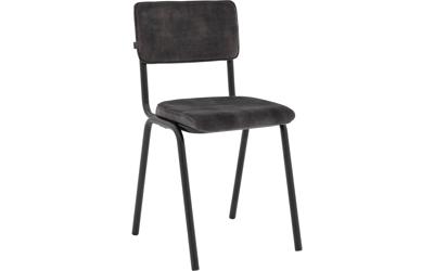 Goossens Eetkamerstoel Chaplin grijs velvet stof leuning, urban industrieel