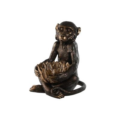 Decoratieve figuren Home ESPRIT Gouden Donkerbruin Aap 40 x 37 x 50 cm