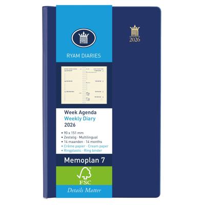 Agenda 2026 Ryam Memoplan 7 Suprema 7dagen/2pagina&apos;s ringplastic assorti