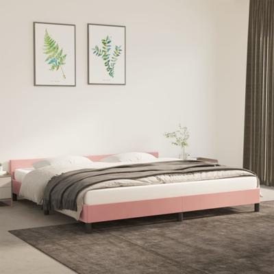 Bedframe met hoofdeinde fluweel roze 200x200 cm Bedframe met hoofdeinde fluweel roze 200x200 cm