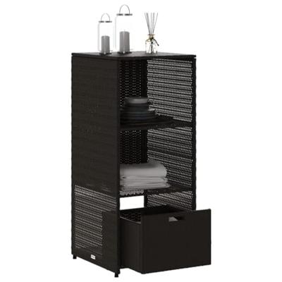 Tuinkast 50x55x115 cm poly rattan zwart