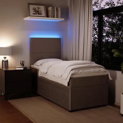 Boxspring met matras fluweel lichtgrijs 90x190 cm