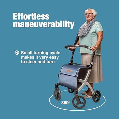 Rollz Flex 2 rollator classic (7,4 kg) | Rollator met grote boodschappentas | Matt Black | Lichtgewicht rollator | 3010RF0012