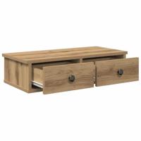 Wandschap met lades 60x25x15 cm bewerkt hout artisanaal eiken - thumbnail