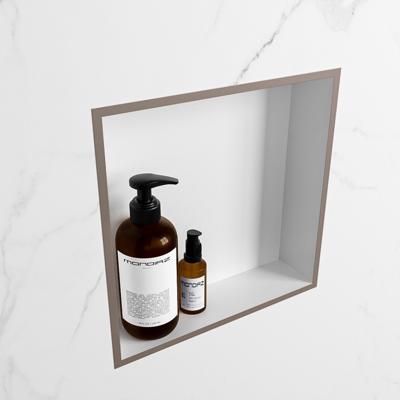 MONDIAZ EASY Nis 29,5x29,5cm in solid surface kleur Smoke | Talc. 1 vak geschikt voor in- of opbouw MONDIAZ EASY Nis 29,5x29,5cm in solid surface kleur Smoke | Talc. 1 vak geschikt voor in- of opbouw