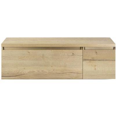 Frozen Badmeubelset 140 cm - Greeplijst in Kleur - Wastafel Onderkast met Bovenblad Natuur Eiken