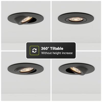 Set van 3 Napels LED inbouwspots Extra Plat (39mm) - 360° Kantelbaar - 8 Watt 570 Lumen - Dimbaar - IP65 Waterdicht voor Badkamer, binnen en buiten - Zwart Set van 3 Napels LED inbouwspots Extra Plat (39mm) - 360° Kantelbaar - 8 Watt 570 Lumen - Dimbaar - IP65 Waterdicht voor Badkamer, binnen en buiten - Zwart