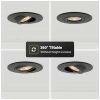 Set van 3 Napels LED inbouwspots Extra Plat (39mm) - 360° Kantelbaar - 8 Watt 570 Lumen - Dimbaar - IP65 Waterdicht voor Badkamer, binnen en buiten - Zwart - thumbnail