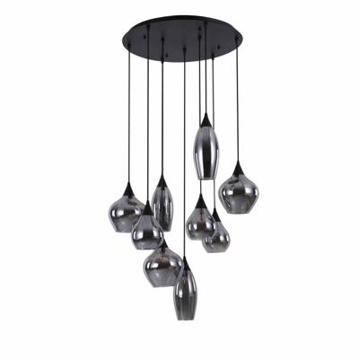 Highlight HanglampCambio zwart 9-lichts smoke glas - H5869.01