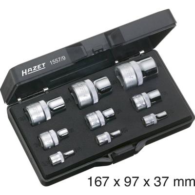 HAZET Gereedschapset 1557/9 | 1/4 inch (6,3 mm) vierkant hol, 3/8 inch (10 mm) vierkant hol, 1/2 inch (12,5 mm) vierkant hol | Buiten-TORX®-profiel |