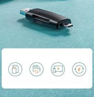 Ugreen SD/micro SD-kaartlezeradapter (USB-A/USB-C) zwart (CM304) - thumbnail