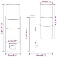 VidaXL Buiten wandlamp zwart 7 x 10 x 22 cm rvs en glas - thumbnail