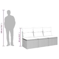 Tuinbank 3-zits met kussens poly rattan beige - thumbnail