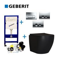 Geberit UP100 Mat Zwarte Toiletset set65 Mudo Randloos - thumbnail