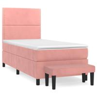 Boxspring met matras fluweel roze 80x200 cm - thumbnail