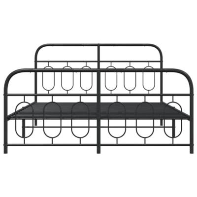 Bedframe met hoofd- en voeteneinde metaal zwart 140x190 cm Bedframe met hoofd- en voeteneinde metaal zwart 140x190 cm