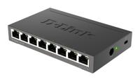 D-Link DGS-108 8-Port Layer2 Gigabit Switch (tot 1000 Mbps gegevensoverdracht per poort, non-blocking architectuur, zonder ventilator, metalen behuizing) zwart, 8 Ports - thumbnail