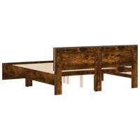 Bedframe met hoofdeinde en LED gerookt eikenkleurig 160x200 cm - thumbnail