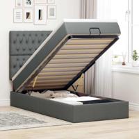 Ottoman bed met matras en LED's 90x190cm stof donkergrijs - thumbnail