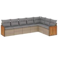 8-delige Loungeset met kussens poly rattan beige - thumbnail