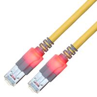 RJ45 patchkabel SACON CAT.6, S/FTP, lichtidentificatie, LSOH, geel, 3,0 m - thumbnail