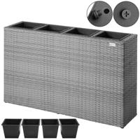 Polyrattan Bloembak 4 delig - Grijs - 95 x 27 x 60 cm - thumbnail