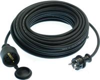 as - Schwabe 60364 Rubberen Verlengkabel met Beschermende Contactspoel Plug, IP44, 230 V/16 A, 25 meter Kabellengte, Zwart - thumbnail