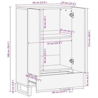 Hoge kast 60x34x100 cm massief mangohout bruin - thumbnail