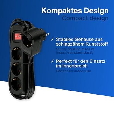 REV 0012392514 Stekkerdoos met schakelaar 3-voudig Zwart Randaarde stekker 1 stuk(s) REV 0012392514 Stekkerdoos met schakelaar 3-voudig Zwart Randaarde stekker 1 stuk(s)