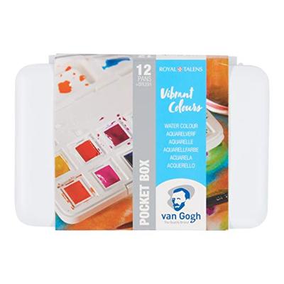 Van Gogh aquarelverf pocket box felle tinten met 12 kleuren in halve napjes