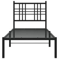 Bedframe met hoofdbord metaal zwart 75x190 cm - thumbnail