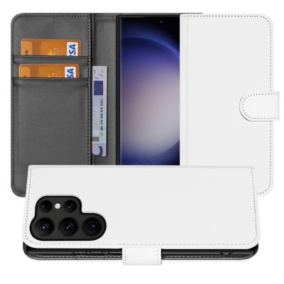 Book Case Telefoonhoesje voor de Samsung Galaxy S23 Ultra Wit met Pasjeshouder Book Case Telefoonhoesje voor de Samsung Galaxy S23 Ultra Wit met Pasjeshouder