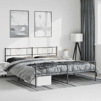Bedframe met hoofd- en voeteneinde metaal zwart 193x203 cm