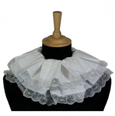 Piet kraag geplooid met kant wit