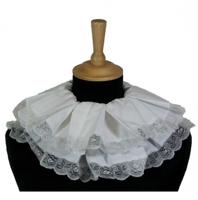 Piet kraag geplooid met kant wit - thumbnail