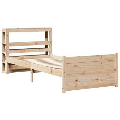 Bedframe met hoofdbord massief grenenhout 75x190 cm