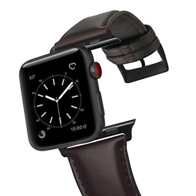 Luxe Echt Lederen bandje - Donkerbruin - Geschikt voor Apple Watch 38mm / 40mm / 41mm / 42mm
