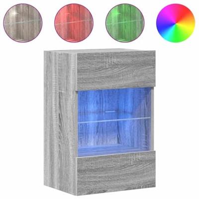 Wandkasten met LED-verlichting voor tv 2 st 40x30x60,5 cm grijs sonoma eiken