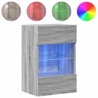 Wandkasten met LED-verlichting voor tv 2 st 40x30x60,5 cm grijs sonoma eiken - thumbnail