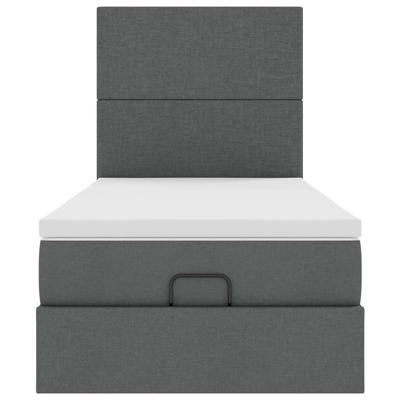 Ottoman bed met matras en LED's 140x190cm stof donkergrijs - thumbnail