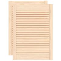 VidaXL Kastdeuren met lamellen 2 st 69x49,4 cm massief grenenhout - thumbnail