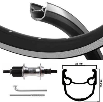 Kgs achterwiel 28 inch (622) stratos zwart / zilver cassette 8/9 sp vaste as